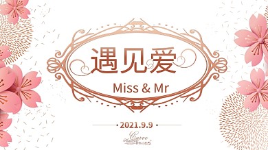 粉色婚礼背景背景墙签到墙展板