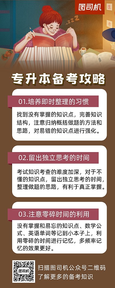 备考攻略卡通风手机海报