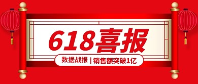 618喜报红色卡通公众号首图