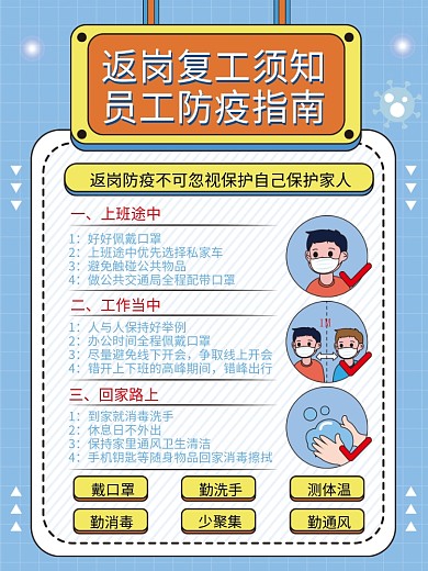复工返岗防疫指南海报