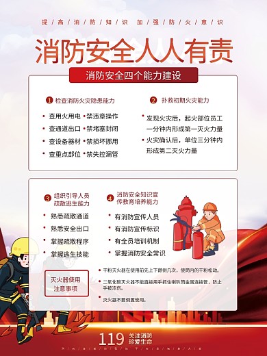 党建风发现火灾后火灾宣传系列海报