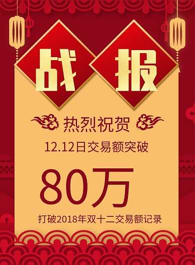 红色喜庆双十二战报宣传海报