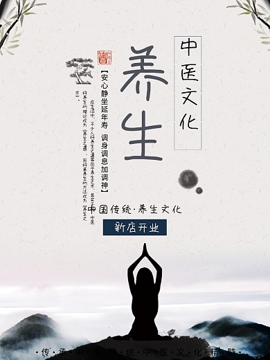 中医养生中国风创意简约商业海报设计模板