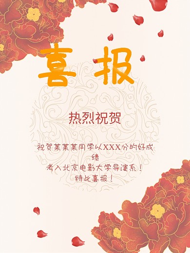 模板热烈祝贺高考喜报毕业季学校金榜题名富贵背景海报