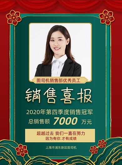 销售喜报复古中国风印刷海报