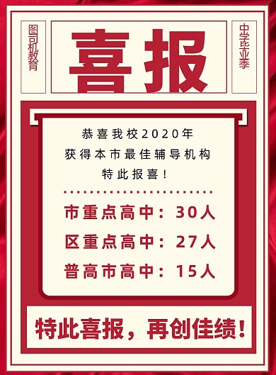 红色喜庆大气学校升学喜报宣传海报