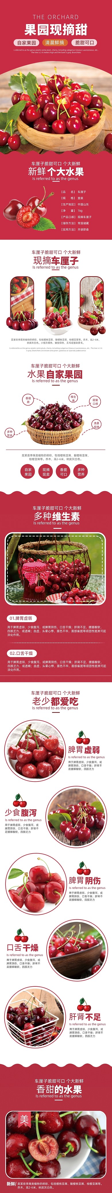简约车厘子樱桃水果详情页面