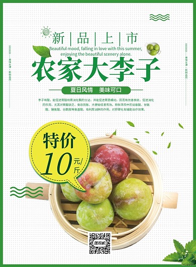 水果农家大李子宣传促销海报