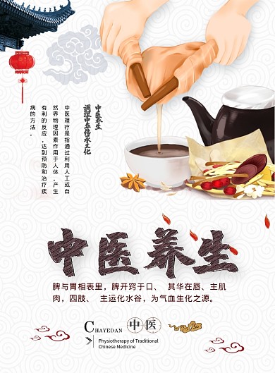中国风中医养生保健印刷海报