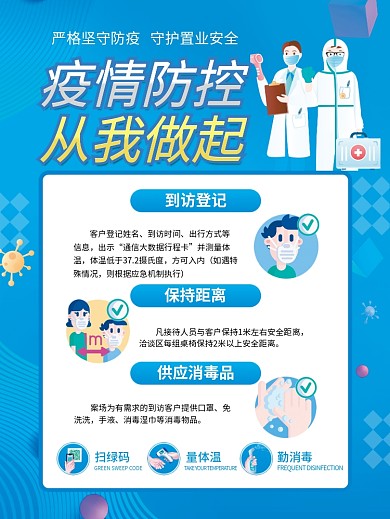 蓝色医疗疫情防疫新冠防控宣传海报