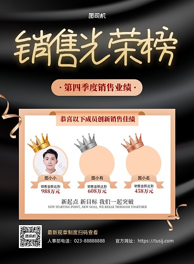 销售光荣榜佳绩排行表彰印刷海报