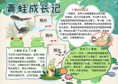 青蛙成长日记动植物观察小报小学生手抄报