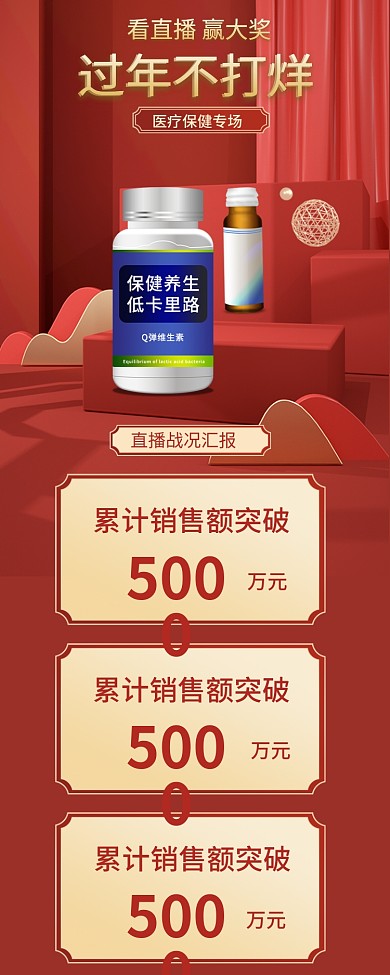 直播间过年不打烊保健品直播复盘信息图