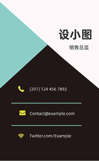 撞色几何简约商务企业公司竖版名片模板