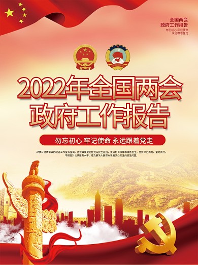 2022年全国两会政府工作报告宣传海报
