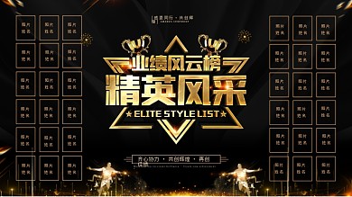 原创黑金大气业绩风云榜展板