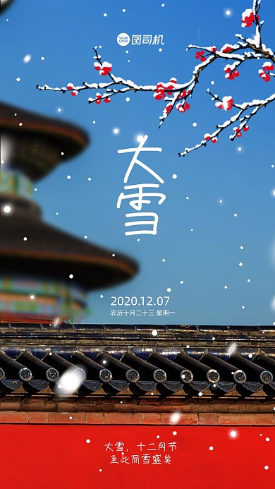 大雪节日质感手机海报