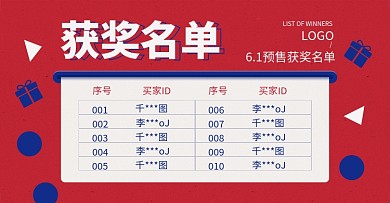 淘宝天猫618获奖名单banner海报