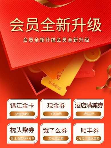 原创会员全新升级会员卡优惠券金币礼盒