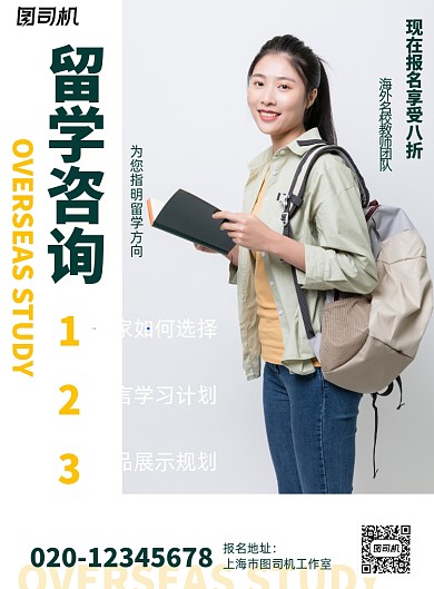 留学咨询简约宣传教育培训印刷海报