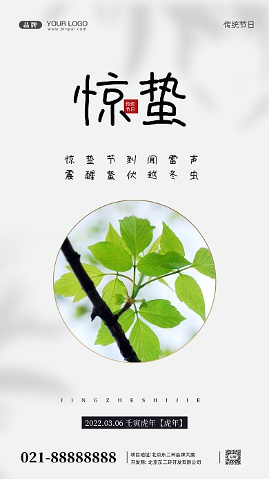 中国传统节日惊蛰摄影图手机海报