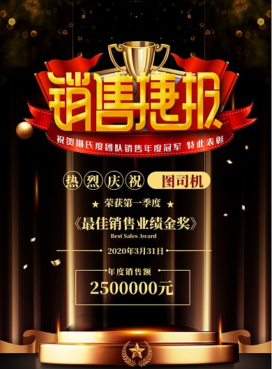 销售喜报印刷海报