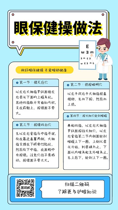 眼保健操的做法知识宣传手机海报