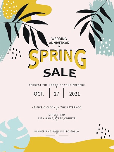 简约淡雅插画春天小清新海报矢量