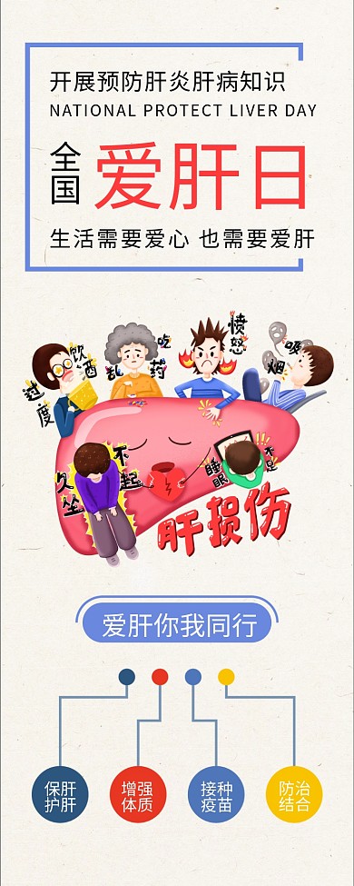 全国爱肝日预防肝炎医疗公益展架易拉宝