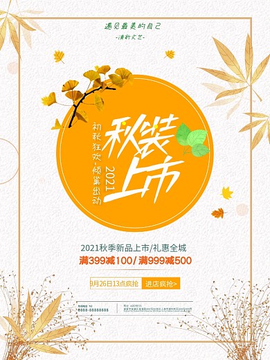 浪漫淡雅秋装上市促销海报