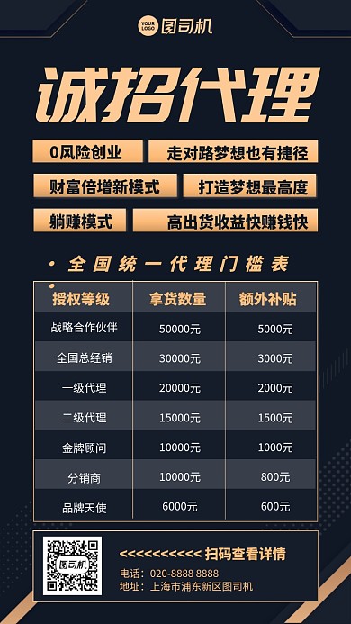 诚招代理手机海报