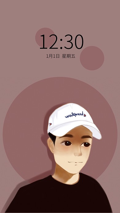 粉色手绘男生手机壁纸