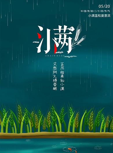 简约传统节日小满海报