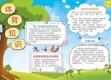 绿色清新体育知识电子小报手抄报
