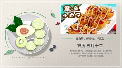 原创插画绿色调水果作物夏至节气主题展板