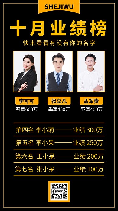 简洁业绩表彰手机海报模板