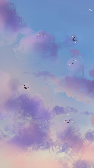 气球云朵俏皮小表情手机壁纸