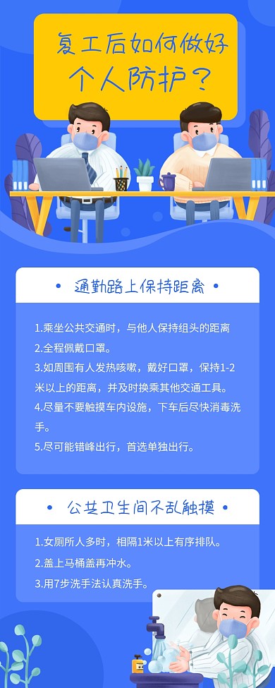肺炎疫情复工个人防护预防传染科普文章长图