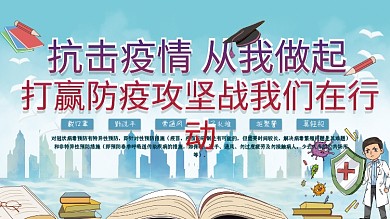 蓝色校园防疫内容展板