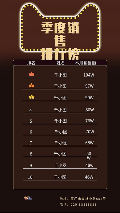 排行榜单销售团队排名手机海报