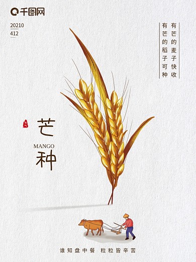 原创简约大气二十四节气芒种海报