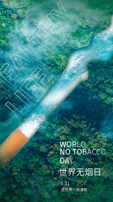 创意简约世界无烟日531摄影图海报