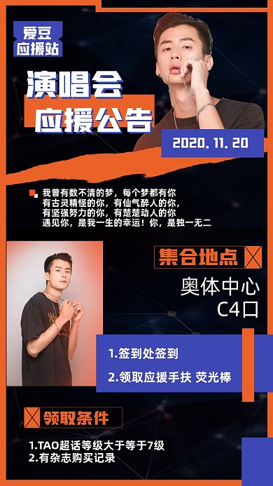 明星演唱会宣传应援手机海报