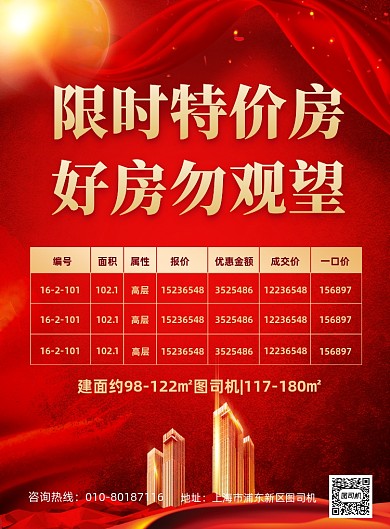 房屋出售红色简约印刷海报