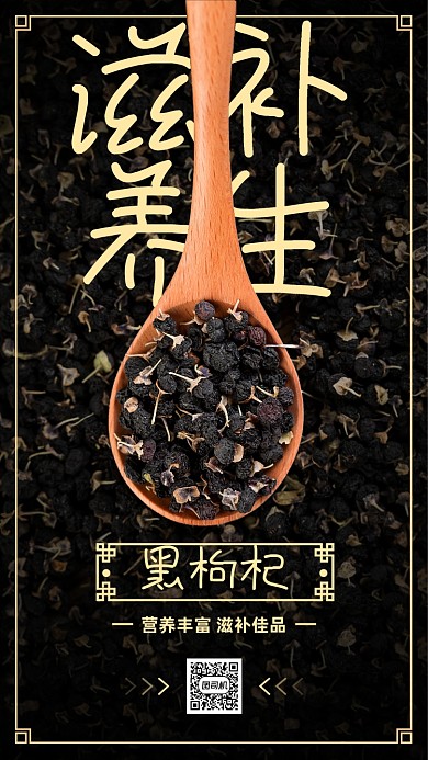黑枸杞滋补养生手机海报