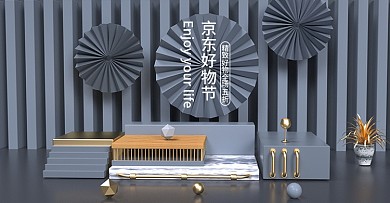 原创莫兰迪色系艺术装饰C4D电商场景海报