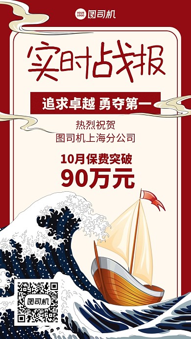 喜报战报创意祝贺手机海报