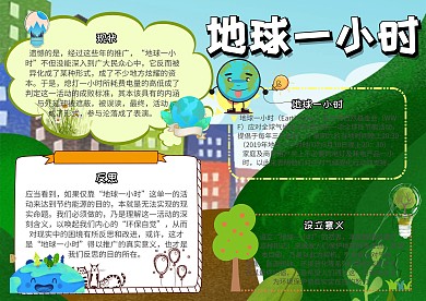 地球一小时环保小报创意手抄报模板