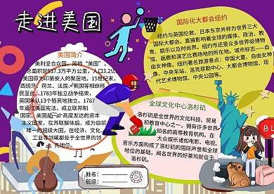 走进美国地理人文手抄报