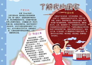 了解我的国家中国地理知识手抄报